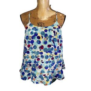 Maeve 100% Silk Zaballa Multicolored Abstract Tank Blouse Sz4